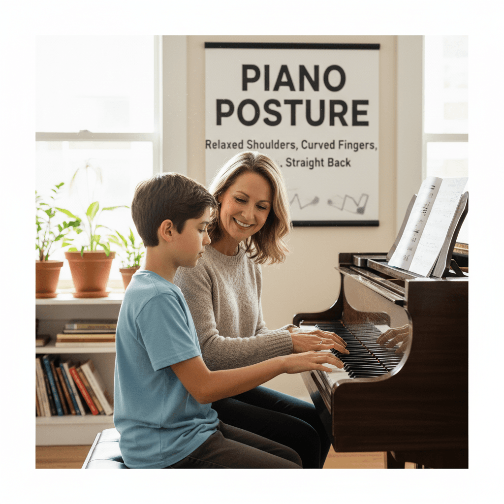 Piano posture and hand technique lesson