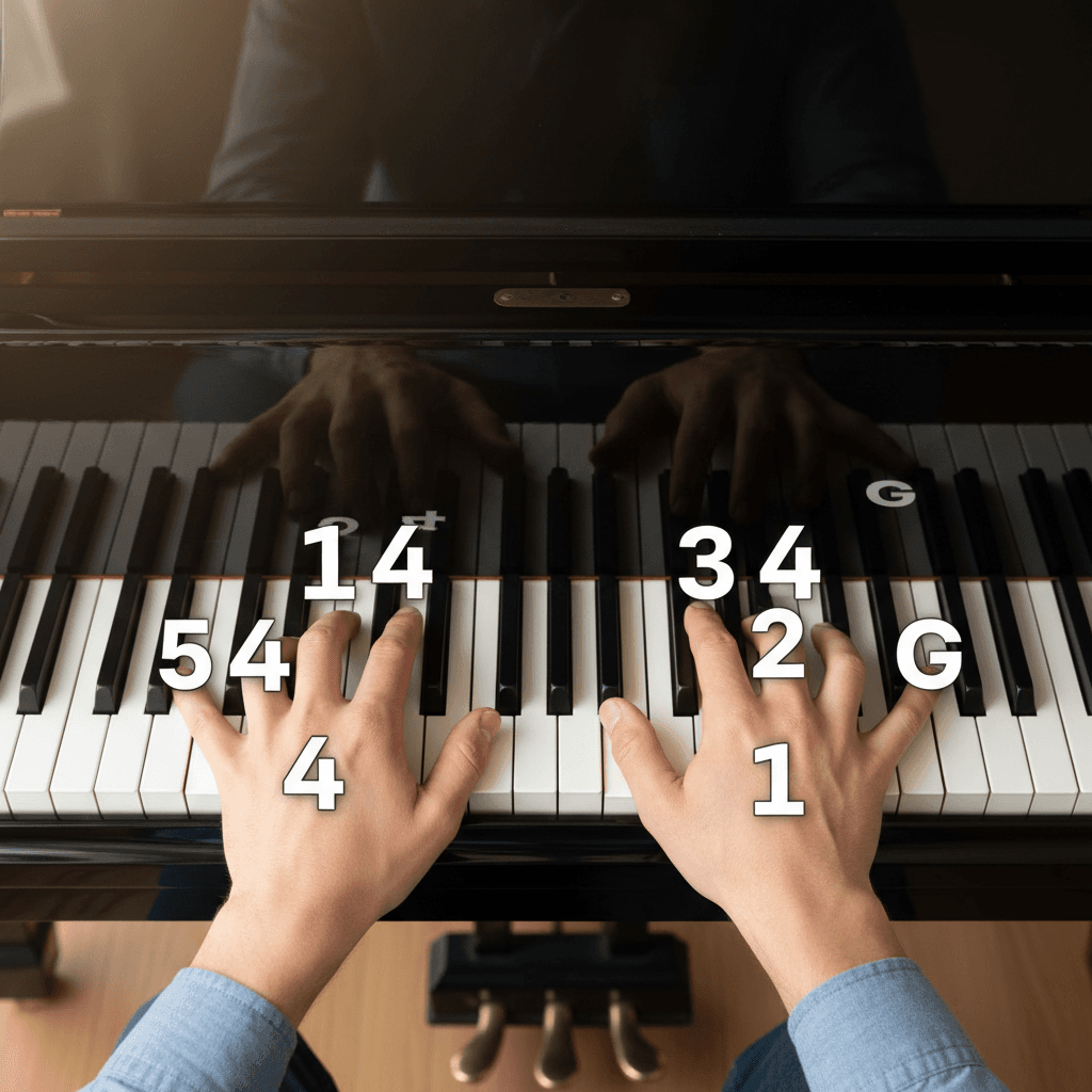 Beginner piano scale lesson with hand positioning